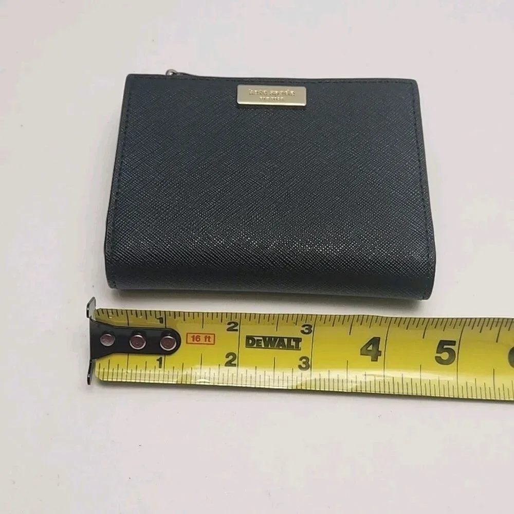 Kate Spade Wallet Black Card Organizer Coin Zip Textured 4.5